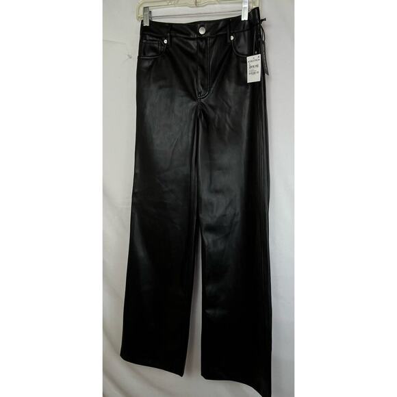 NWT [BLANKNYC] Women's Size 26 Black The Franklin Wide Leg Faux Leather Pants - Picture 1 of 8